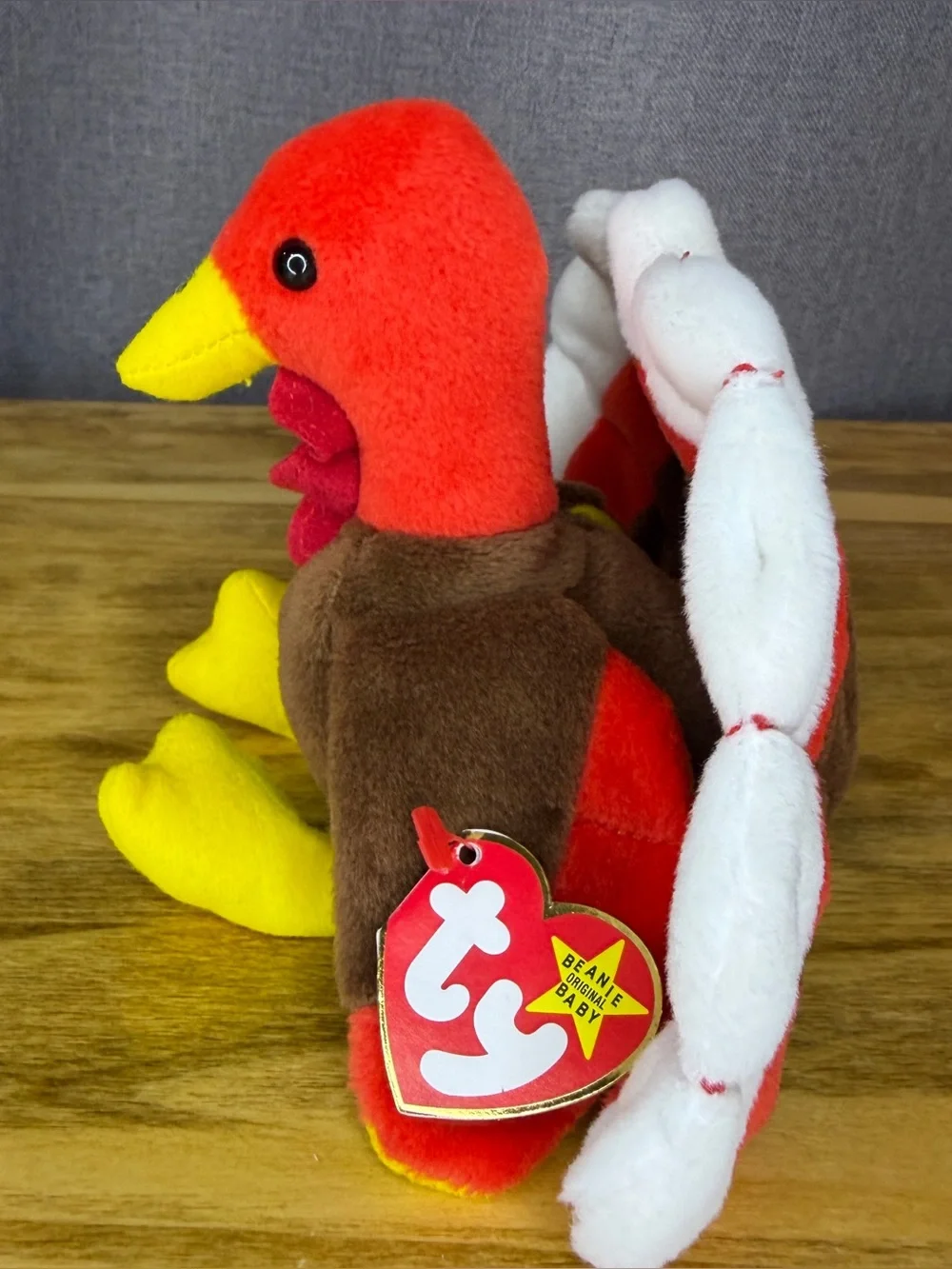 Vintage Ty Beanie Baby Turkey Gobbles Style 4034 4th Generation Hanging Tag Tush